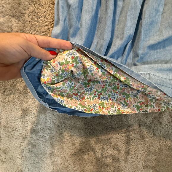 Mini Boden Easy Everyday Dress Chambray Floral Lined Ruffle Sleeve 5 6  G1341 - Picture 4 of 8